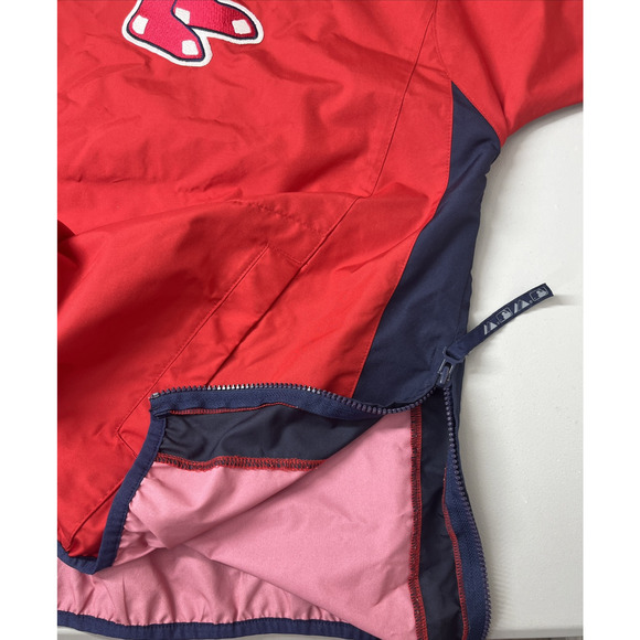 Majestic Boston Red Sox Pullover Windbreaker Jacket Mens Large Red V Neck Vented - Picture 10 of 11